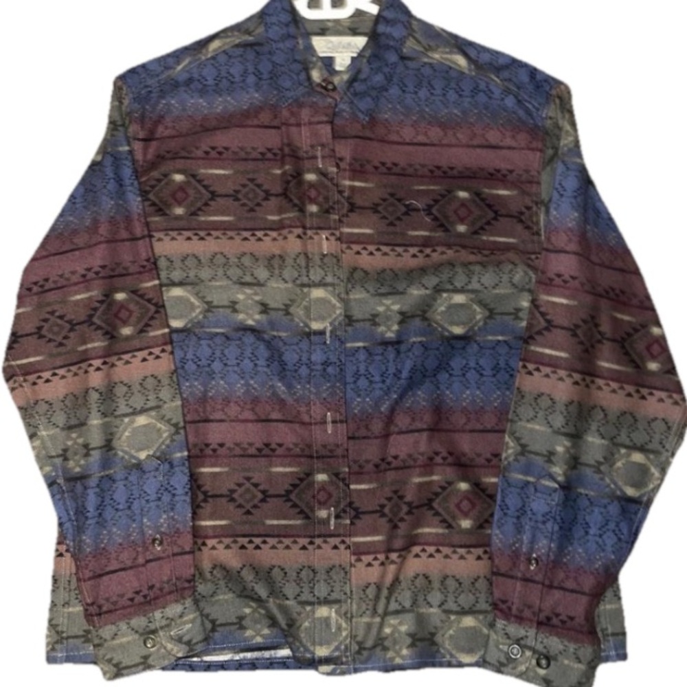 Cabela's Blue and Purple Casual Button Down Shirt SZ L